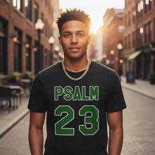 Women's Psalm 23 Jersey Premium T-Shirt - Cotton Casual Short Sleeve Crew Neck Top With Bold Green Lettering Soft Breathable Fabric For Holiday Parties And Gift Giving S-5XL - 黑色 - 查看 6