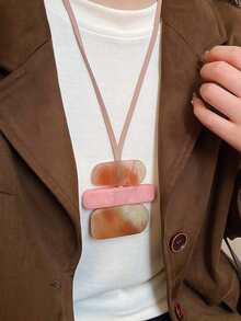 1件波西米亚风长款吊坠项链，复古独特几何图案毛衣链配饰，女士款 - 彩色 - 查看 2