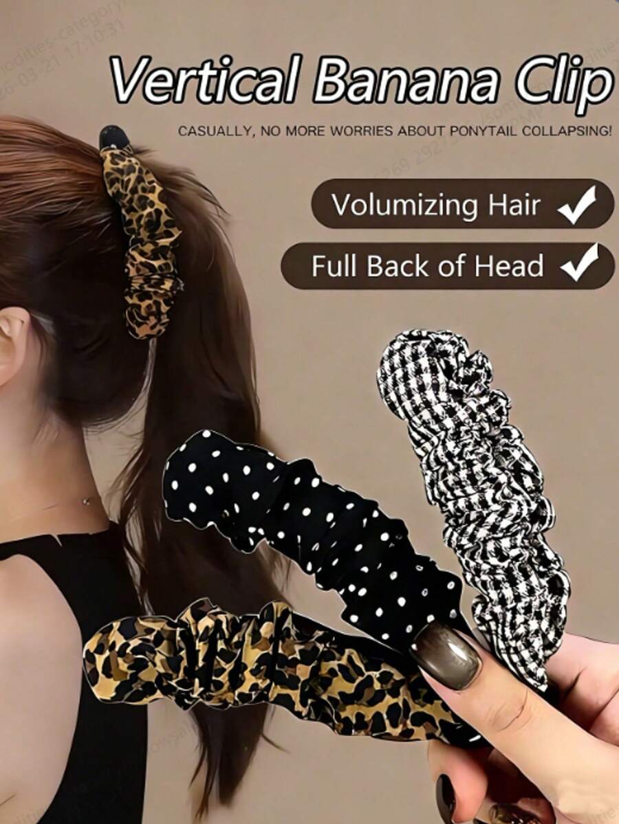 3件套时尚豹纹、格子、波点发夹 - 彩色 - 查看 1