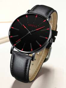 3件套新款时尚男士商务休闲石英表，指针式显示，搭配皮质表带和子弹吊坠项链，适合派对、旅行、母亲节、父亲节、返校季、假期等场合的送礼。 - 彩色 - 查看 7