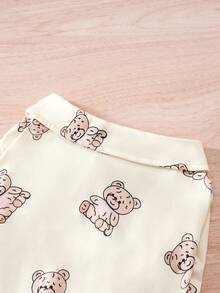 Bear Pattern Cute Bow Tie Spring And Autumn Pet Puppy Kitten Clothes Shirt One Piece - Beige - View 5