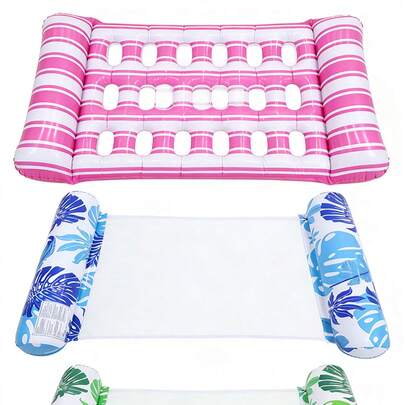 1 Set Adult Hammock Pool Float, 2 Sets Inflatable Pool Float, 4-In-1 Multi-Function Raft Style Floating Lounger, Thick PVC Floating Hammock, Suitable For Swimming Pool, Adult Vacation