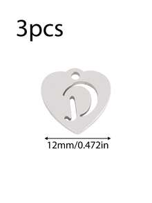 3个/套 心形吊坠 不锈钢英文字母吊坠 A-Z 字母饰品，适用于手工手链、耳环等珠宝制作 - 吊墜 - 查看 30