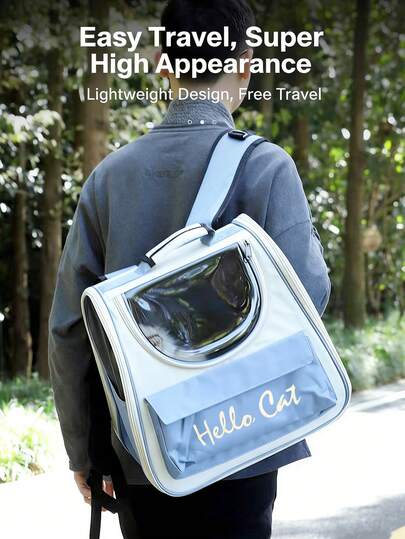 时尚透气猫咪背包，牛津布多功能可折叠大容量户外宠物包，猫咪包，猫咪背包，狗狗背包，遮阳狗狗背包，符合人体工学的3D设计，适合旅行、徒步、购物和看兽医。