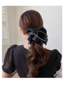 1件/3件套薄纱大肠形发圈，韩式优雅发绳，森系少女风加粗发圈，法式浪漫发带 - 彩色 - 查看 5