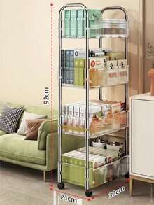 1pc Multi-Layer (2/3/4 Layers) Transparent Multipurpose Rolling Cart, Storage Rack, Strong Load Bearing Capacity, Rotatable Wheels, Lockable, Convenient And Flexible, Acrylic Material, Floor Standing Mobile Snack Storage Cart, Suitable For Kitchen - Multicolor - View 11