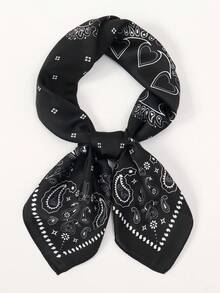 1pc Women's Bandana Scarf, Cashew Print, Silky Fabric Head Wrap, Neck Scarf, Suitable For Daily Use - Multicolor - View 3