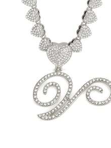 字母吊坠项链 迈阿密链条项链 女士嘻哈镶钻字母吊坠项链 珠宝礼物 - 愛心字母項鍊 - 查看 14