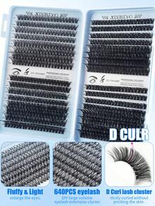 640片D型卷翘单根假睫毛，8-16mm混合款，大容量D型混合款分段式假睫毛册，D型卷翘睫毛，浓密纤长款，适合居家日常佩戴，易于使用，单根睫毛，假睫毛，假睫毛 - 查看 7