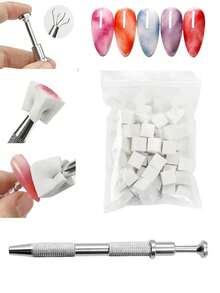 51pcs Sponge Gradient Nail Art Stamper Tools Gel Polish Color Gradient Brush Glitter Powder Dotting Pen For Manicure Tools - White - View 2