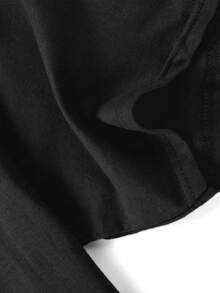 Camiseta de mujer con estampado divertido de hombre de jengibre navideño, cuello redondo casual, manga corta, tejido de poliéster con ligera elasticidad, camiseta con gráfico de dibujos animados para todas las estaciones. - Negro - Ver 3