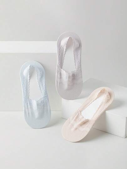 2/4/7 đôi tất nữ siêu mỏng, thoáng khí, chất liệu lưới, mềm mại, thấm hút mồ hôi, chống trượt, có lớp silicon vô hình, viền ren thoải mái, thích hợp cho mùa xuân/hè.