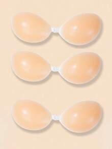 1对女士硅胶文胸，无肩带硅胶文胸，女士硅胶聚拢文胸垫，款式多样，适合婚礼穿着，带乳贴，透气防水文胸 - 杏色 - 查看 7