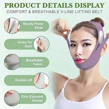 V-Face Lifting Mask, Adjustable Design Effectively Reduces Double Chin, Tightens The Face, Breathable And Skin-Friendly, Shaping Bandage, Reusable - Màu tím xám nhạt [Kéo và ấn] - Xem 6