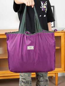 3个装可重复使用购物袋，加厚耐用，方形底部可直立，手提袋，可折叠，单肩手提，便携，适合超市购物，大容量 - 彩色 - 查看 2