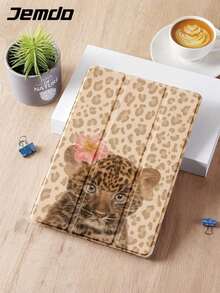 1pc Beige Leopard Print, Kitt & Flower Pattern Tablet Protective, Compatible With 10. 2, Pro 11 2021/2020/10th Gen, 10. 2 (A16), 11 11th G 2025, Tab A8 10. 5 2022, Matepad 10. 4/Tab, With Pcil Slot, Anti-Drop, Tablet Stand, Auto Sleep/Wake, New Year's 2026. Holiday Accessories. - Multicolor - View 4