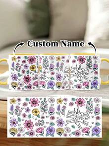 1pc 11oz/15oz Custom Mother's Day Name Mug, Personalized Coffee Cup With Printed Name. The Wrap-Around Pattern On The Mug Can Be Customized With Up To 8 Children Holding Their Mother's Hand. This Mother-Themed Mug With Floral Elements Is An Ideal Gift For Mom And A Unique, Thoughtful Present - 款式9 - 查看 43