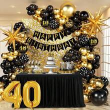 114pcs Black And Gold 40th Birthday Balloon Arch Kit With 32" Number 40 Aluminum Film Balloons For Men And Women 40th Birthday Party Decorations - View 7