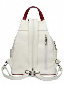 女士真皮双肩包 拉链女式胸包 旅行背包 女士背包 青少年女孩书包 Sac A Dos - 白色 - 查看 6