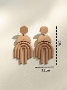 1 Đôi bông tai dài kiểu dáng tối giản màu nâu, chất liệu acrylic chạm khắc, phong cách nghỉ dưỡng biển, quà tặng cho nữ nhân dịp lễ hội âm nhạc và tiệc tùng. - Màu nâu - Xem 4