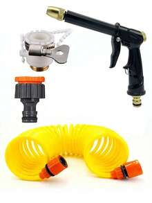 可伸缩花园软管，带喷嘴的柔性可拉伸灌溉软管，高压洗车工具，可调节橡胶手柄园艺喷枪 - B - 查看 13