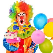 4件套嘉年华小丑服装套装，包括：彩虹小丑假发、鼻子、领结、白色手套、嘉年华派对小丑配饰、嘉年华服装 - 彩色 - 查看 2