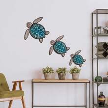 1/3pcs Wooden Sea Turtle Wall Decor Turtle Wall Art Beach Theme Art Decorations Vintage Coastal Ornaments For Pool Home Lake House Bathroom Garden Indoor Outdoor - Multicolor - View 6