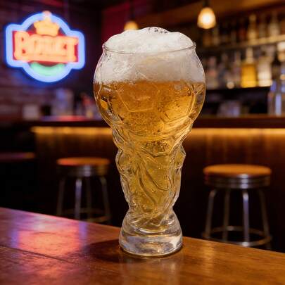 1pc, 15.22oz Football Themed Party Cup, Made Of Glass With A Lightweight, Luxurious And High-End Feel, Suitable For Various Occasions Such As Birthdays, Weddings, Graduation Parties, Anniversaries And Other Parties. Suitable As A Gift For Men.