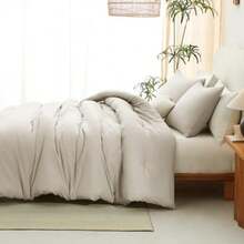 Beige Queen Comforter Set 3 Pieces Boho Solid Breathable Quilted Style Bedding Sets Luxury Fluffy Soft Bed Set with Down Alternative Comforter for All Season 1 Comforter and 2 Pillowcases - Beis - Ver 7