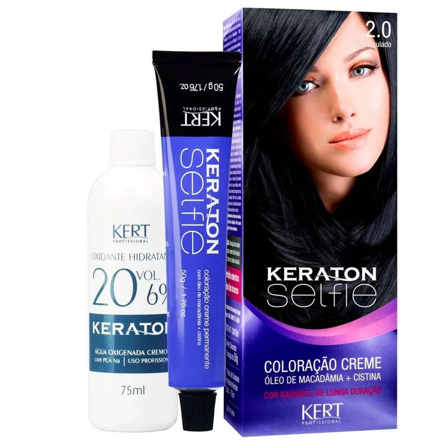 Keraton Selfie Hair Dye - Full Gray Coverage - Choose Your Color - 2.0 BLUE BLACK - View 1