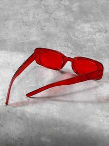 1pc Unisex Fashionable Y2K Style Beach Summer Square Frame Versatile Personalized Photo Taking Daily Fashion Glasses - Red - View 2