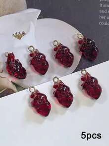 5/10 chiếc mặt dây chuyền hình trái tim mô phỏng bằng nhựa, phụ kiện thời trang tự làm độc đáo, khuyên tai hình trái tim ngộ nghĩnh, móc khóa. - Nhiều màu - Xem 4