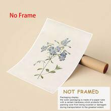 一套三幅复古蓝色植物画廊墙面艺术印刷品，乡村风格墙面装饰，花卉艺术帆布海报，乡村农舍风格装饰，适用于客厅、卧室、厨房、餐厅、咖啡厅、家庭办公室、走廊、家居和房间装饰 - 彩色 - 查看 3