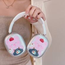 1 pieza Funda protectora con diseño de cerdo de dibujos animados compatible con los auriculares Apple Max - Multicolor - Ver 4