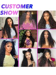 Tóc nối sóng nước 10A kèm khóa cài (16 18 20 +14) Tóc người Brazil nguyên chất, kiểu sóng nước, 3 bó kèm khóa cài ren 4x4 có tóc con, kiểu rẽ ngôi tự do 1B# Tóc nối sóng xoăn màu đen tự nhiên - Natural Black - Xem 11