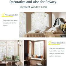 Window Film Decorative Window Privacy Film 3D Stained Glass Window Sticker Anti-UV Sun Blocker Heat Control For Home Rainbow Tulip Design 35.4 X 157.4 Inches - 3D - View 4