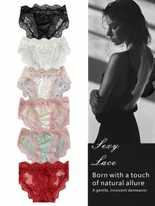 6-Pack Of Women's New Soft And Skin-Friendly Bikinis Low-Waist 100 Cotton Crotch Briefs For Night Dress | Seamless|Comfortable |Soft Lace Briefs  | Minimalist Romantic Solid Color S | Lingerie For Women>Roleplay | Elastic And Comfortable Underpants | Close-Fitting Underwear And Pajamas | Suitable For Daily Wear | Birthday Gifts |Suitable For Weddings |Confessions |Anniversaries And Daily Wear Outfit Women  | Size Up - 彩色 - 查看 3