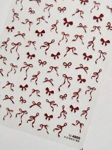 1 hoja de pegatinas de uñas 5D, decoraciones de arte de uñas autoadhesivas con lazos de color rosa, blanco y negro - Multicolor - Ver 4