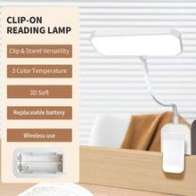 1个电池供电夹式阅读灯，360°可调节，电池供电（不含电池），适用于学生书桌、床头柜、卧室、书房、汽车、办公室、客厅和其他夜间阅读场景。 - 電池橫款書燈 - 查看 9