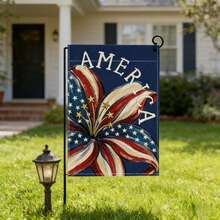 4th Of July Yard Flags Red White And Blue Flower Dog Patriotic Garden Flag For Lawn Outdoor Holiday Decorations - 藍色 - 查看 1