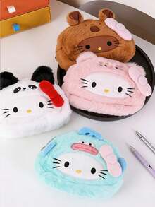 SANRIO 角色扮演毛绒铅笔盒 - 可爱卡通毛绒文具包，适合女孩 - 毛絨款 - 查看 1