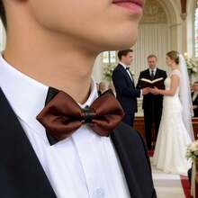 1件男士图案领结，商务正式晚宴领结，英伦风时尚百搭西装花朵翻领别针，高端格子波点黑色底三角形领结，优雅 - 彩色 - 查看 6