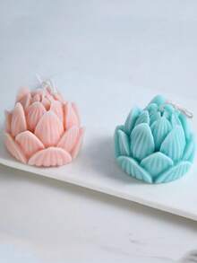 1个新款3D莲花形硅胶蜡烛模具，手工DIY节日装饰桌面家居摆件，节日礼物蜡烛硅胶模具 - A-白色 - 查看 3