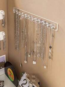 Necklace Holder Pink, Acrylic Necklace Hanger Wall Mount, Hanging Necklace Organizer, Jewelry Hooks For Necklaces, Bracelets, Chains - 彩色 - 查看 6
