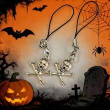 1/2 chiếc mặt dây chuyền hình đầu lâu Halloween cổ điển, phụ kiện điện thoại thông minh đa năng, mặt dây chuyền cá nhân hóa sáng tạo, có thể treo trên túi xách hoặc móc chìa khóa. - Bạc - Xem 3