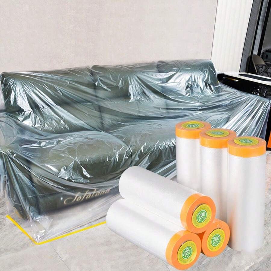 1 Roll Furniture Dust Cover, Thick Plastic Dust Proof Wrap, For Home Decoration, Prevents Dust Settling, Suitable For Covering Sofa, Bed, Dining Table, Coffee Table, Windproof & Waterproof