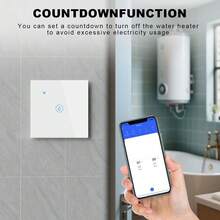 符合欧盟标准的 40A ZigBee 智能热水器开关 – 8000W 大功率，兼容 Alexa/Smart Life/Tuya，支持 APP 远程和语音控制，具备定时和倒计时功能，钢化玻璃面板，超薄 9mm 设计，背光开关，支持群组控制和共享，需搭配网关使用。 - 彩色 - 查看 10