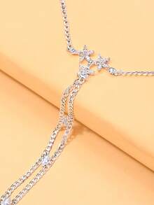 1枚优雅水钻花朵连指戒指，时尚珠宝，送给朋友的礼物 - 三葉花連指手鍊 - 查看 5