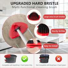 Spin Mop Replacement Set Compatible With O-Ceda EasyWring 1-Tank Spin Mops 2 Microfiber Mop Head Refills Adjustable 30 58 In Stainless Steel Handle Scrubber Brush Head And Spin Base M Round - Red - View 4