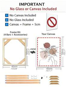 SURELIFE 1 套（4 根木条）DIY 画布画框套件，仅含画框套件，不含画布或玻璃，易于组装，画布尺寸应比画框大 5 厘米，适用于画布绘画，尺寸：30x40、40x60、50x70 厘米（12x16、16x24、20x28 英寸） - 彩色 - 查看 22